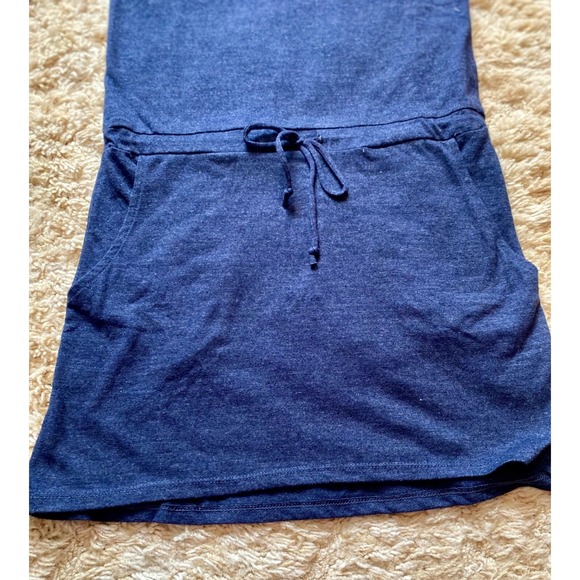 CHASOR Cold Shoulder Dress‎ Drawstring Waist Pockets Blue Velvet XS NWT - Picture 2 of 12